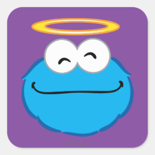 Koekje glimlachend gezicht met Halo Vierkante Sticker