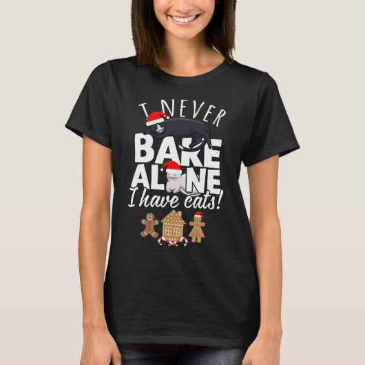 Koekjes bakken met Katten met Kerstmis en Gingerbr T-shirt (Voorkant)