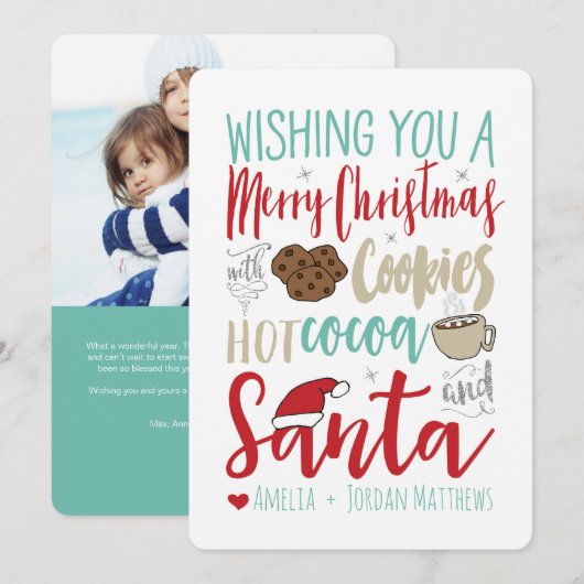 Koekjes, cacao en kerstkaart (Voorkant / Achterkant)