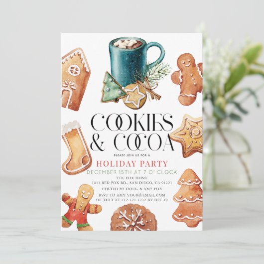 Koekjes & Cacao Kerst Feest Kaart (Staand voorkant)