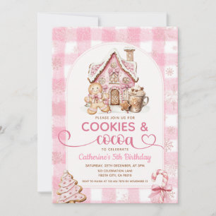 Koekjes & Cacao Verjaardag Roze Sneeuwvlokken Vaka Kaart