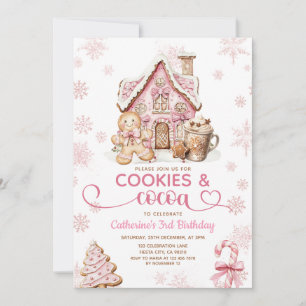 Koekjes & Cacao Verjaardag Roze Sneeuwvlokken Vaka Kaart