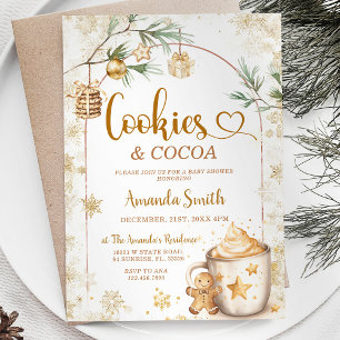 Koekjes & Cacao Winter Goud Kerst Baby shower Kaart
