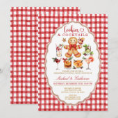 Koekjes & Cocktails Winter Kerstmis Rood Gingham Kaart (Voorkant / Achterkant)