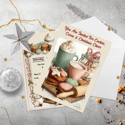 Koekjes, Cocoa & Kerstsfeer Kaart