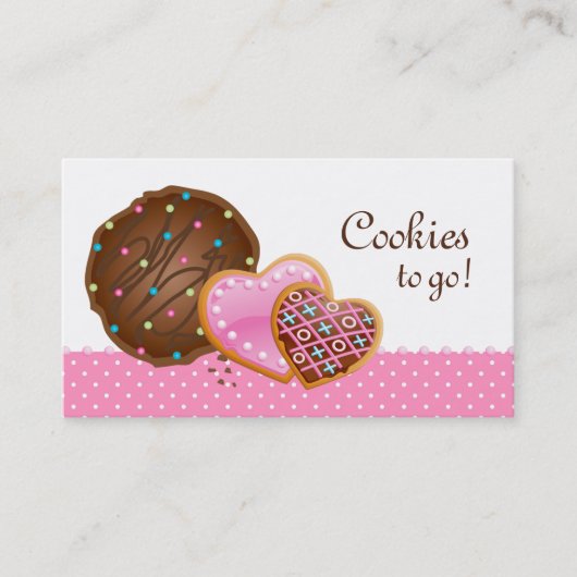 Koekjes Donut Bakery Cute Polka Dots Modern roze Visitekaartje (Voorkant)