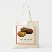 Koekjes en andere heerlijke desserts op rood tote bag (Voorkant)