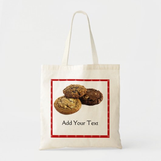 Koekjes en andere heerlijke desserts op rood tote bag (Voorkant)