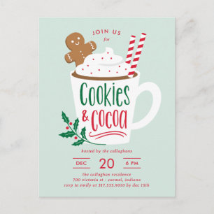 Koekjes en Briefkaart voor kerstuitnodigingen voor