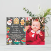 Koekjes en caca Kinder kerstfoto Kaart (Staand voorkant)