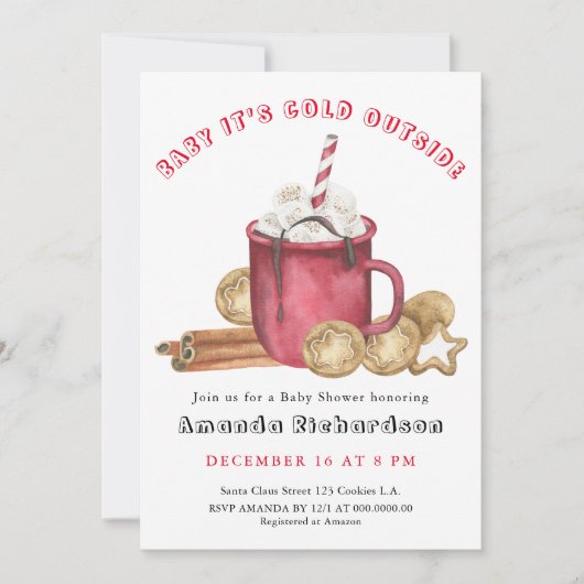 Koekjes en cacao Baby HET IS KOUD BUITEN Kaart (Voorkant)