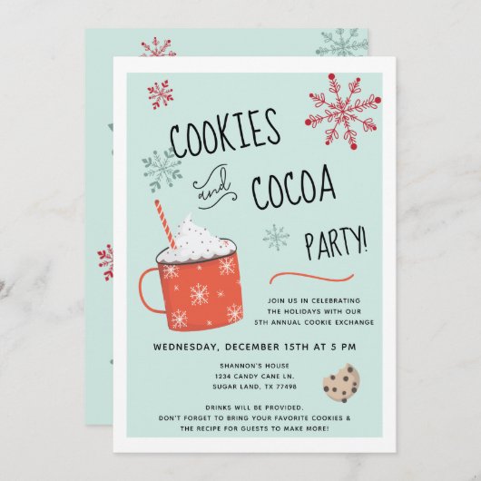 Koekjes en cacao-feestdag kaart (Voorkant / Achterkant)