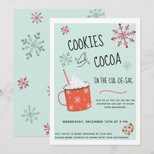 Koekjes en cacao-feestdag kaart (Voorkant / Achterkant)