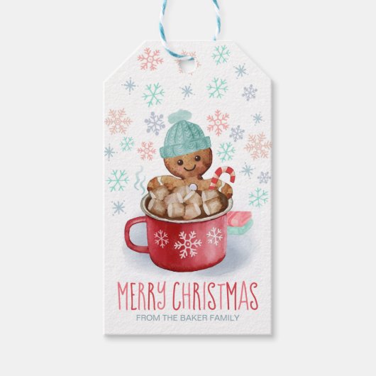 Koekjes en cacao Gingerbrood Kerst Cadeaulabel (Voorkant)