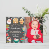 Koekjes en cacao Gingerbrood Kinderen Birthday Fot Bedankkaart (Staand voorkant)