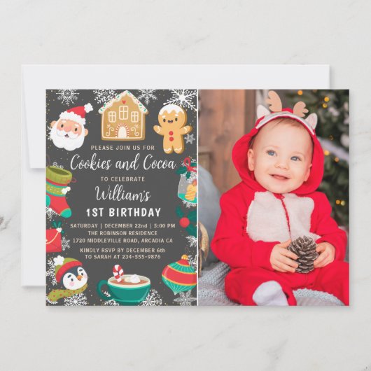 Koekjes en cacao Gingerbrood Kinderen Birthday Fot Kaart (Voorkant)