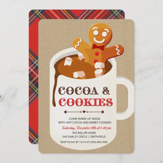Koekjes en cacao Gingerbrood Man Uitnodiging (Voorkant / Achterkant)