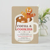 Koekjes en cacao Gingerbrood Man Uitnodiging (Staand voorkant)