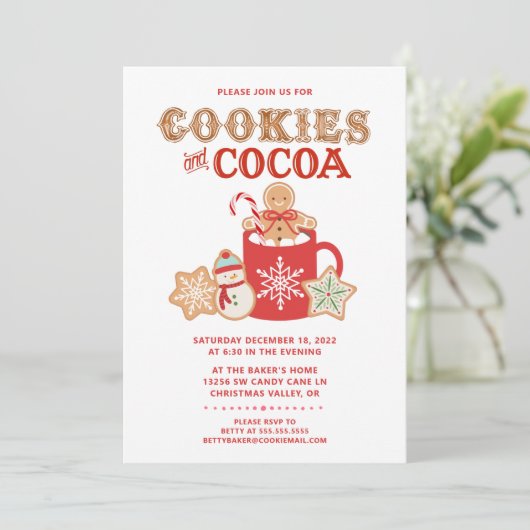 Koekjes en cacao | Gingerbrood | partijuitnodiging Kaart (Staand voorkant)