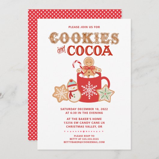 Koekjes en cacao | Gingerbrood | partijuitnodiging Kaart (Voorkant / Achterkant)