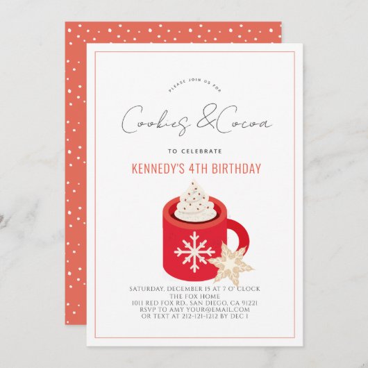 Koekjes en cacao Hete chocolade Rode Mok op zaterd Kaart (Voorkant / Achterkant)