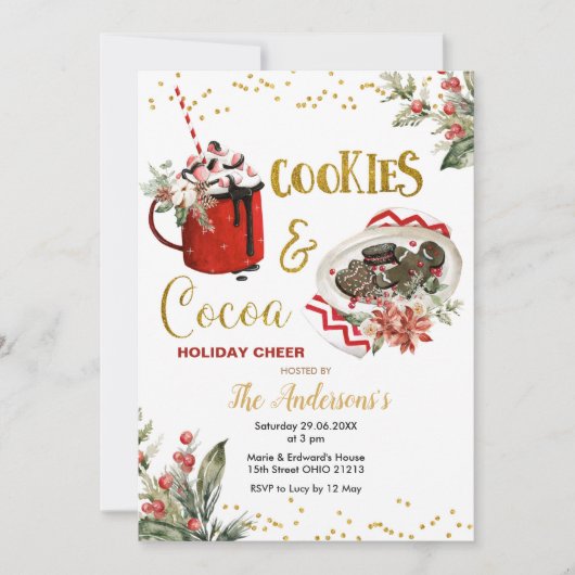 Koekjes en cacao Holiday Cheer Party Uitnodiging (Voorkant)