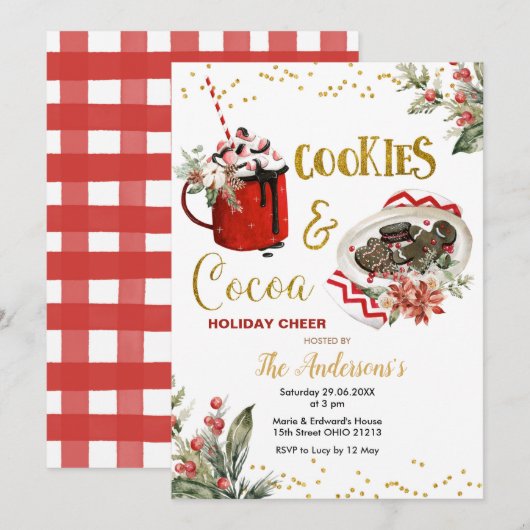Koekjes en cacao Holiday Cheer Party Uitnodiging (Voorkant / Achterkant)