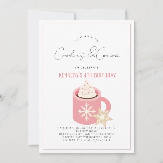 Koekjes en cacao Hot Chocolate Roze Mok Birthday Kaart (Voorkant)