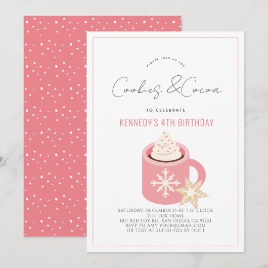 Koekjes en cacao Hot Chocolate Roze Mok Birthday Kaart (Voorkant / Achterkant)