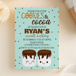 Koekjes en Cacao Kawaii Verjaardagsuitnodiging Kaart
