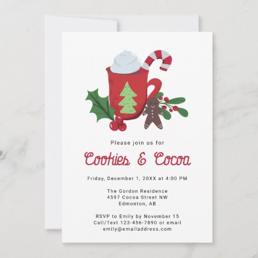 Koekjes en Cacao Kerst Vakantie Party Leuk Kaart (Voorkant)