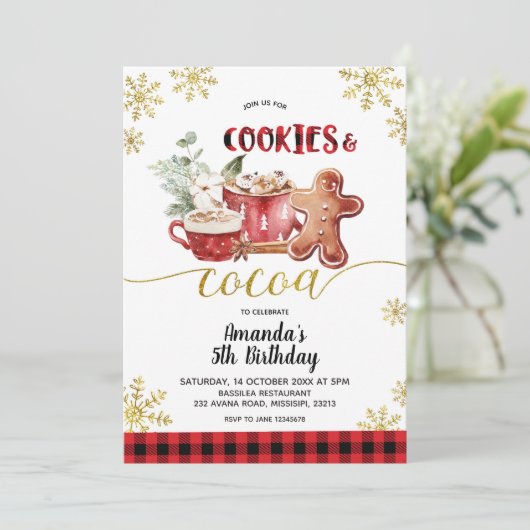 Koekjes en cacao Kerstwinter Kaart (Staand voorkant)