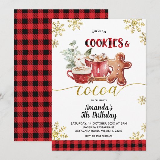 Koekjes en cacao Kerstwinter Kaart (Voorkant / Achterkant)