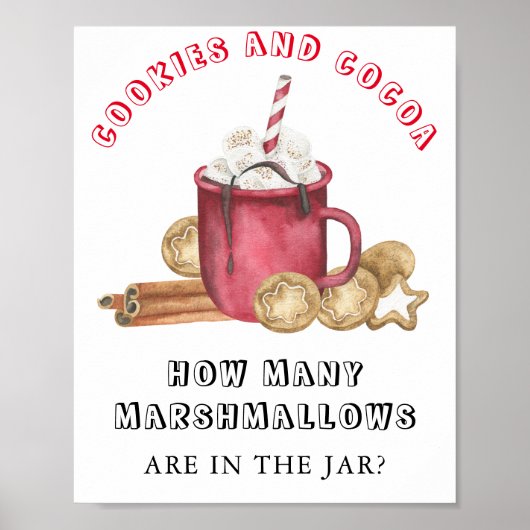 Koekjes en cacao Raad eens hoeveel MARSHMALLOWS Poster (Voorkant)