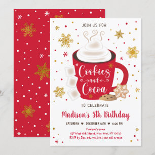 Koekjes en cacao Red Gold Winter Birthday Kaart