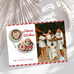 Koekjes en cacao rode kerstfoto feestdagenkaart<br><div class="desc">Dit ontwerp heeft een kerstthema "KOEKJES EN CACAO" met een warme kop warme chocolademelk en kerstkoekjes in een moderne en minimalistische stijl. Dit product kan gemakkelijk worden gepersonaliseerd. Als u hulp nodig heeft bij het aanpassen van het product of als u bijpassende producten nodig heeft, neem dan contact met mij...</div>
