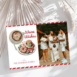 Koekjes en cacao rode kerstfoto feestdagenkaart