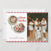 Koekjes en cacao rode kerstfoto feestdagenkaart (Voorkant)