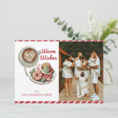 Koekjes en cacao rode kerstfoto feestdagenkaart (Staand voorkant)