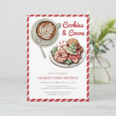 Koekjes en cacao rode kerstverjaardag kaart (Staand voorkant)