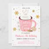 Koekjes en cacao roze gouden winterverjaardag kaart (Voorkant)