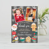 Koekjes en Cacao Sneeuw Kerstfeest 2 Foto  Bedankkaart (Staand voorkant)