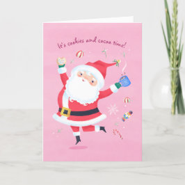 Koekjes en Cacao Time Schattige Santa Holiday Kaar Feestdagen Kaart