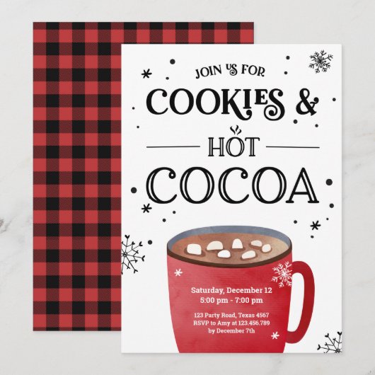 Koekjes en Cacao Vakantie Kerst Warme chocolade Kaart (Voorkant / Achterkant)