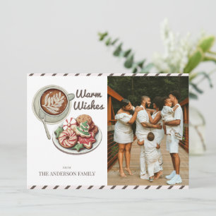 Koekjes en cacao Waarschuwing Wensen Kerstfoto Feestdagenkaart