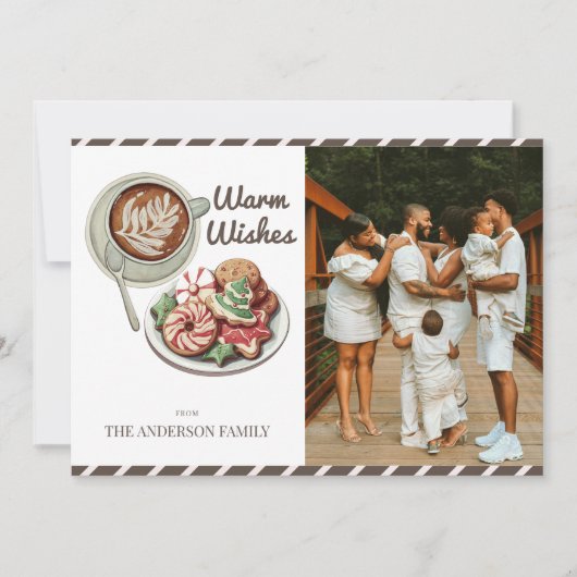 Koekjes en cacao Waarschuwing Wensen Kerstfoto Feestdagenkaart (Voorkant)
