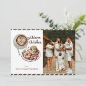 Koekjes en cacao Waarschuwing Wensen Kerstfoto Feestdagenkaart (Staand voorkant)