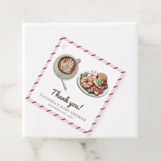 Koekjes en cacao Warm Pastel Roze Baby shower Bedankjes Labels (In situ)