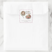 Koekjes en cacao Warm Pastel Roze Baby shower Vierkante Sticker (Tas)