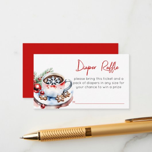 Koekjes en cacao winter Kerstmis luier verloting Informatiekaartje (Voorkant / Achterkant in situ)